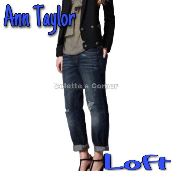 LOFT Denim - Loft Distress Boyfriend Mid Rise Button Fly Jeans